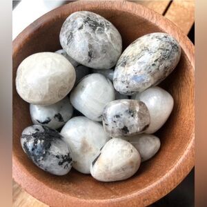 Rainbow Moonstone Crystal Tumbled Stone with Blue Flash. Third Eye Crown Chakra